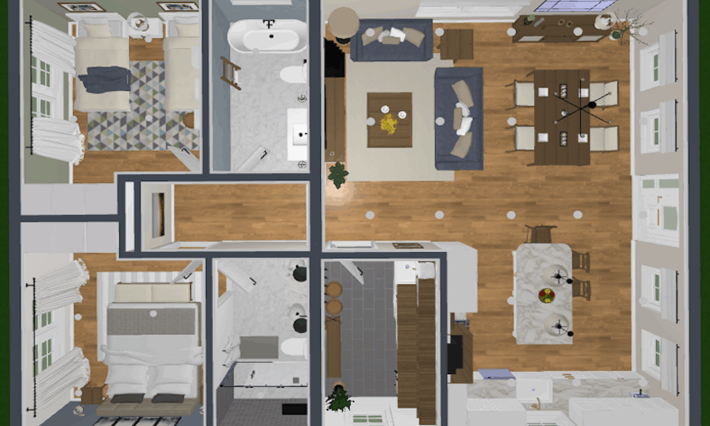 3D-Randering Grundriss Wohnung